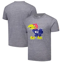 Men's League Collegiate Wear Heather Gray Kansas Jayhawks Victory Falls Tri-Blend T-Shirt