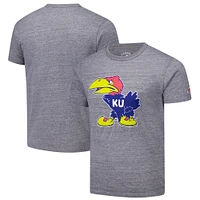 Men's League Collegiate Wear Heather Gray Kansas Jayhawks Victory Falls Tri-Blend T-Shirt