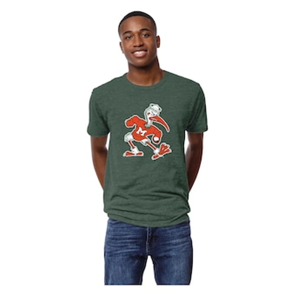 Men's League Collegiate Wear Heather Green Miami Hurricanes Victory Falls Tri-Blend T-Shirt