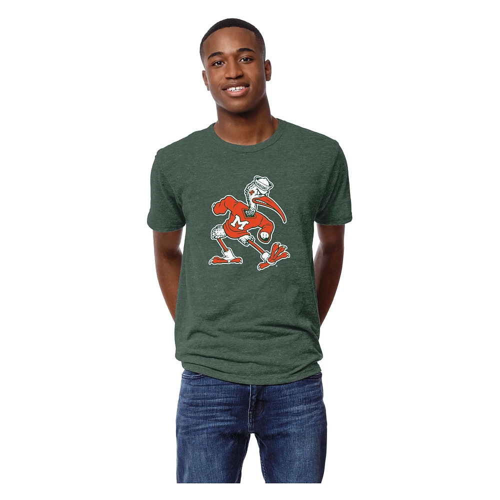 Men's League Collegiate Wear Heather Green Miami Hurricanes Victory Falls Tri-Blend T-Shirt