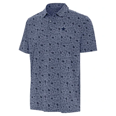 Men's Antigua Heather Navy Dallas Cowboys Relentless Polo