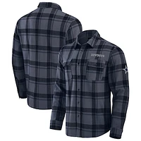 Men's Darius Rucker Collection by Fanatics Navy Dallas Cowboys Tri-Blend Plaid Button-Up Shirt