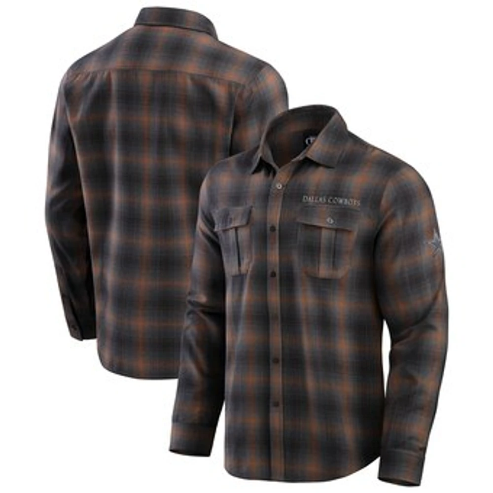 Men's Darius Rucker Collection by Fanatics Charcoal Dallas Cowboys Classic Flannel Long Sleeve Button-Up Shirt