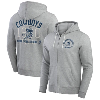 Men's Darius Rucker Collection by Fanatics Gray Dallas Cowboys Vintage Stripe Full-Zip Hoodie