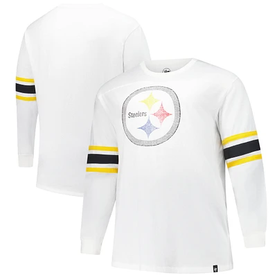 Men's '47 White Pittsburgh Steelers Big & Tall Premier Brex Long Sleeve T-Shirt