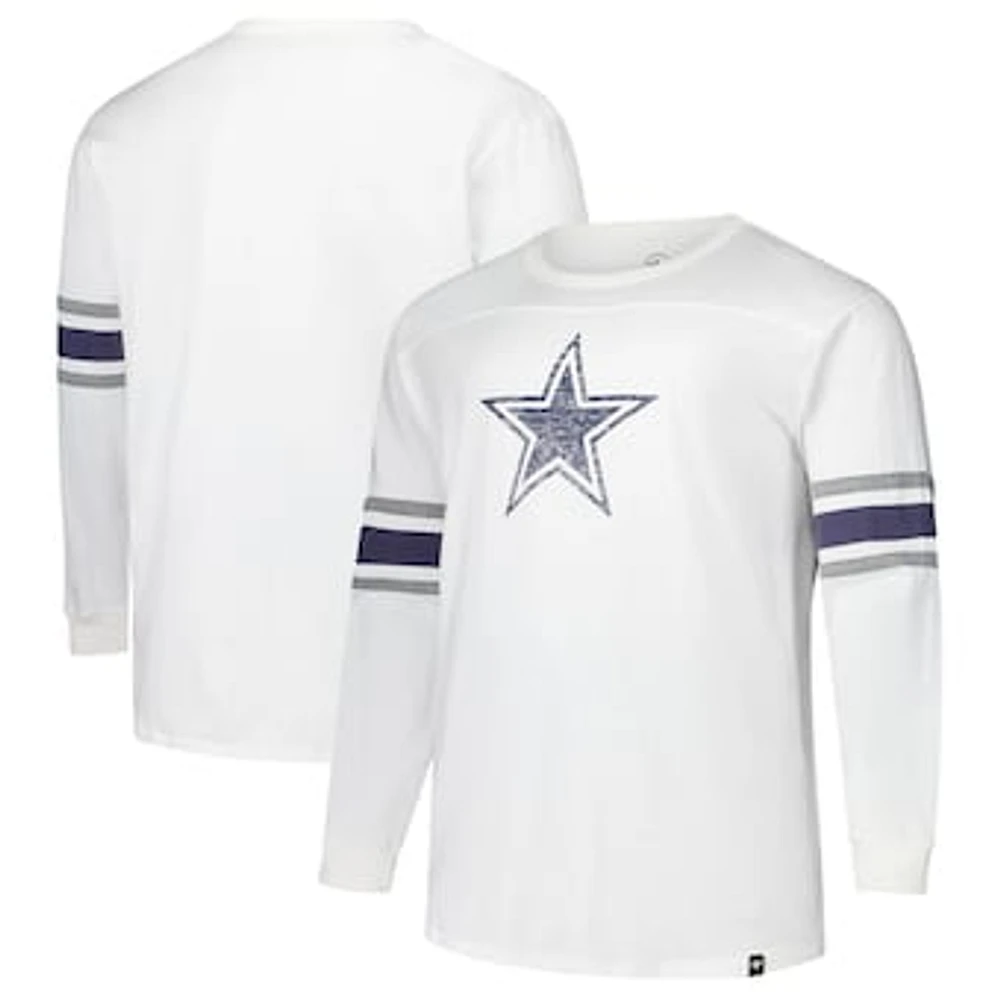 Men's '47 White Dallas Cowboys Big & Tall Premier Brex Long Sleeve T-Shirt