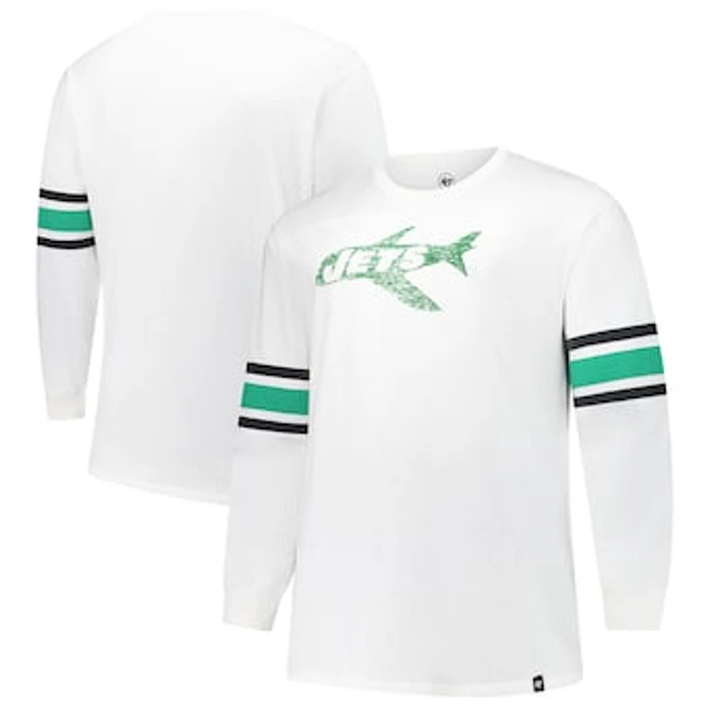 Men's '47 White New York Jets Big & Tall Premier Brex Long Sleeve T-Shirt