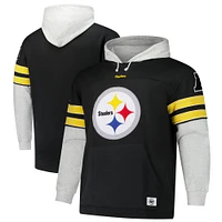 Men's '47 Black Pittsburgh Steelers Big & Tall Lacer Pullover Hoodie