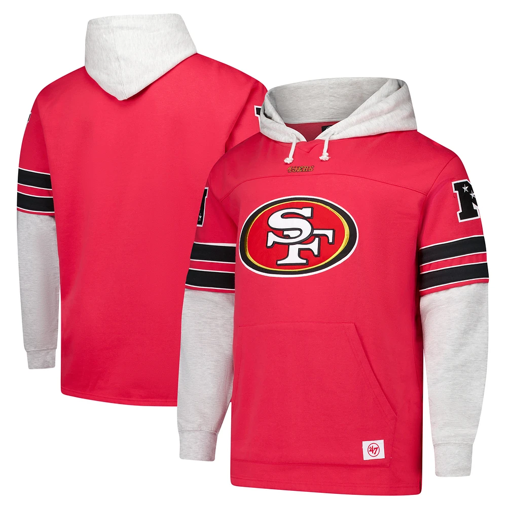 Men's '47 Scarlet San Francisco 49ers Big & Tall Lacer Pullover Hoodie