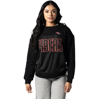 Women's The Wild Collective Black San Francisco 49ers Long Sleeve Knit Pullover Sweatshirt