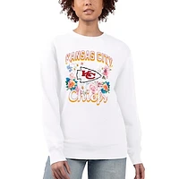 Women's G-III 4Her by Carl Banks  White Kansas City Chiefs Flower Logo Graphic Fleece Pullover Sweatshirt