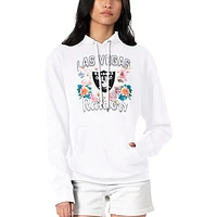 Women's G-III 4Her by Carl Banks White Las Vegas Raiders Flowers Team Logo Graphic Fleece Pullover Hoodie