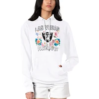Women's G-III 4Her by Carl Banks White Las Vegas Raiders Flowers Team Logo Graphic Fleece Pullover Hoodie