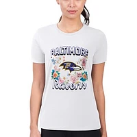 Women's G-III 4Her by Carl Banks Baltimore Ravens Flowers Team Logo Graphic Fitted T-Shirt