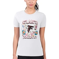 Women's G-III 4Her by Carl Banks Atlanta Falcons Flowers Team Logo Graphic Fitted T-Shirt
