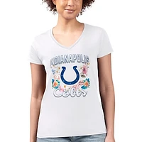 Women's G-III 4Her by Carl Banks Indianapolis Colts Flowers Team Logo Graphic Fitted V-Neck T-Shirt
