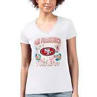 Women's G-III 4Her by Carl Banks San Francisco 49ers Flowers Team Logo Graphic Fitted V-Neck T-Shirt