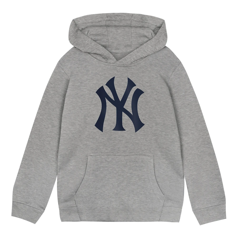 Toddler Heather Gray New York Yankees Primary Logo Fleece Pullover Hoodie