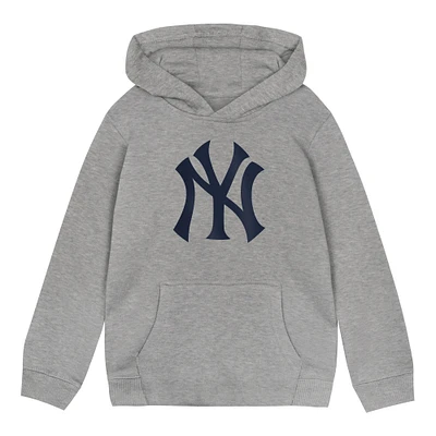 Toddler Heather Gray New York Yankees Primary Logo Fleece Pullover Hoodie