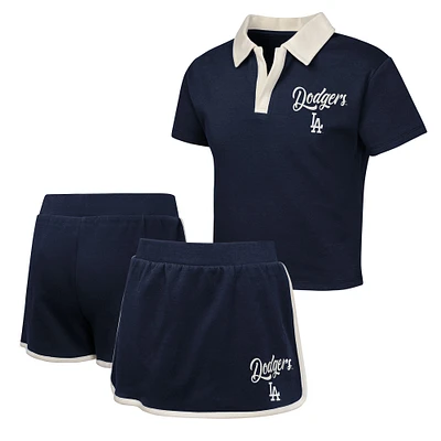 Girls Youth Navy Los Angeles Dodgers Base Trainer Johnny Polo and Skort Set