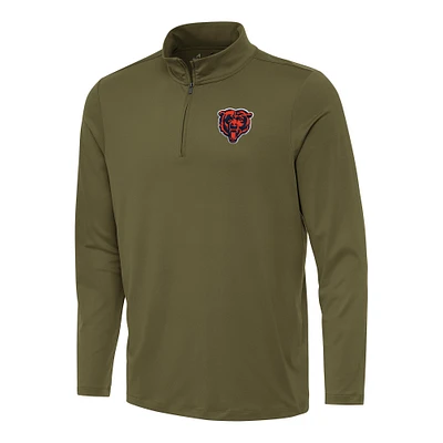 Men's Antigua Olive Chicago Bears Reprocess Quarter-Zip Top