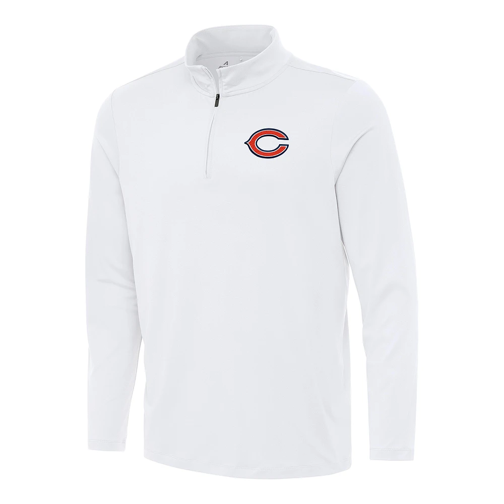Men's Antigua White Chicago Bears Reprocess Quarter-Zip Top
