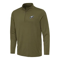 Men's Antigua Olive Philadelphia Eagles Reprocess Quarter-Zip Top