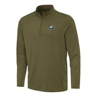 Men's Antigua Olive Philadelphia Eagles Reprocess Quarter-Zip Top
