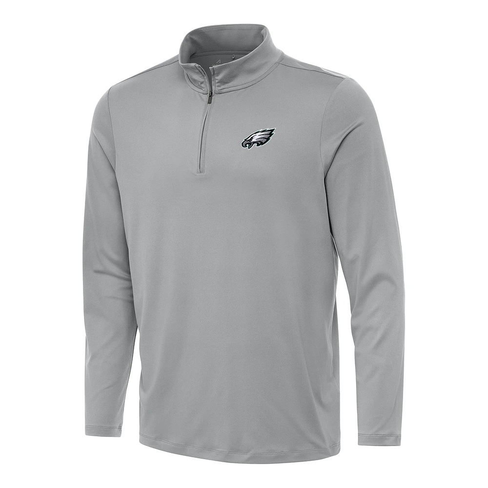 Men's Antigua Gray Philadelphia Eagles Reprocess Quarter-Zip Top