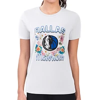Women's G-III 4Her by Carl Banks Dallas Mavericks Flowers Team Logo Graphic Fitted T-Shirt