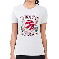 Women's G-III 4Her by Carl Banks Toronto Raptors Flowers Team Logo Graphic Fitted T-Shirt