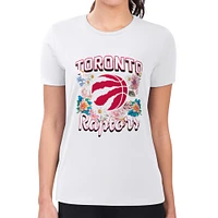 Women's G-III 4Her by Carl Banks Toronto Raptors Flowers Team Logo Graphic Fitted T-Shirt