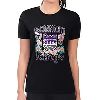 Women's G-III 4Her by Carl Banks Sacramento Kings Flowers Team Logo Graphic Fitted T-Shirt