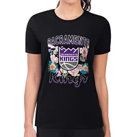Women's G-III 4Her by Carl Banks Sacramento Kings Flowers Team Logo Graphic Fitted T-Shirt