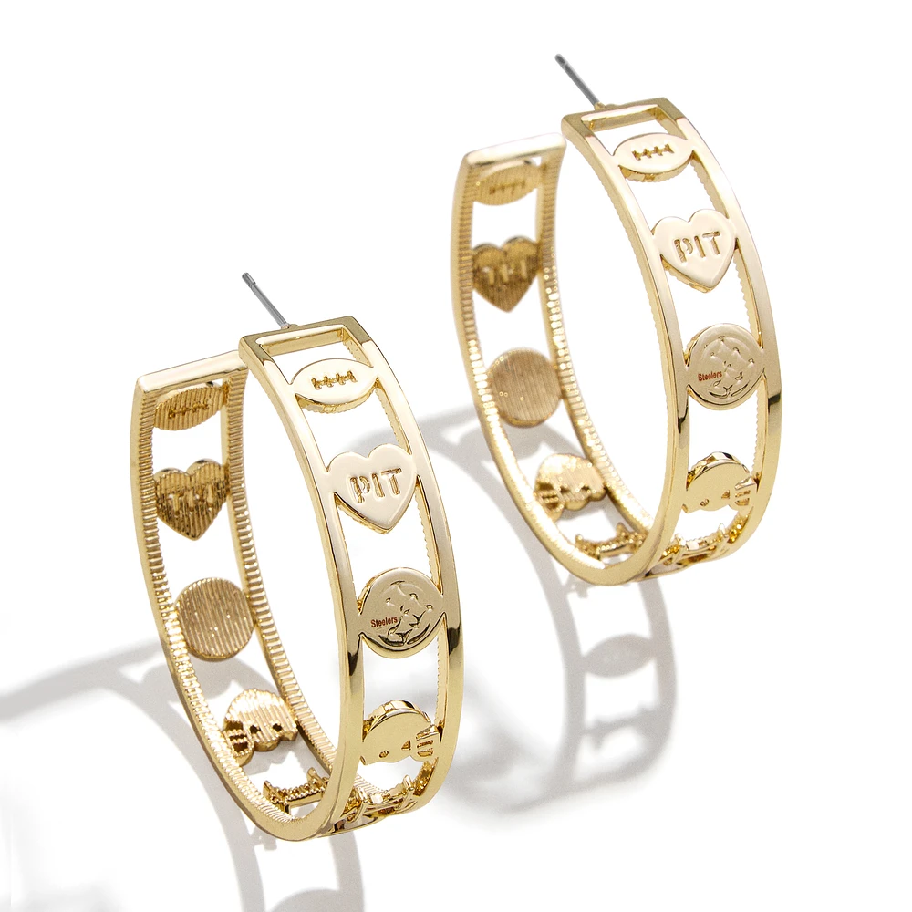 WEAR by Erin Andrews x Baublebar Pittsburgh Steelers Motif Hoop Earrings