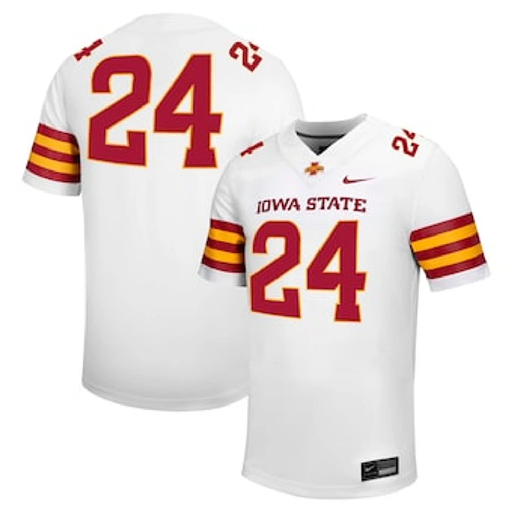 Men's Nike #24 White Iowa State Cyclones Untouchable Football Jersey