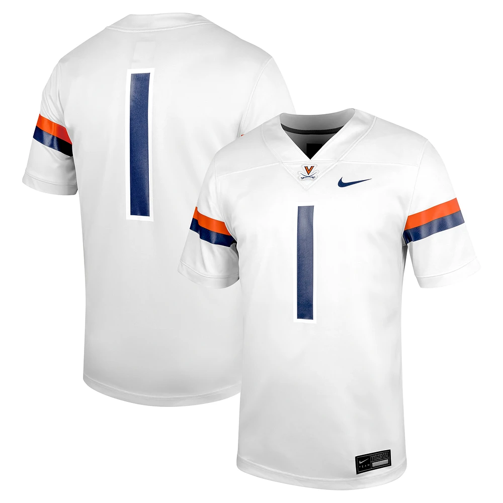 Men's Nike #1 White Virginia Cavaliers Untouchable Football Jersey