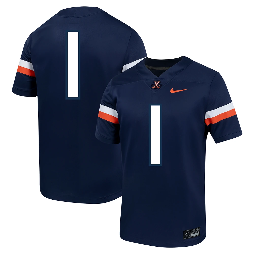 Men's Nike #1 Navy Virginia Cavaliers Untouchable Football Jersey