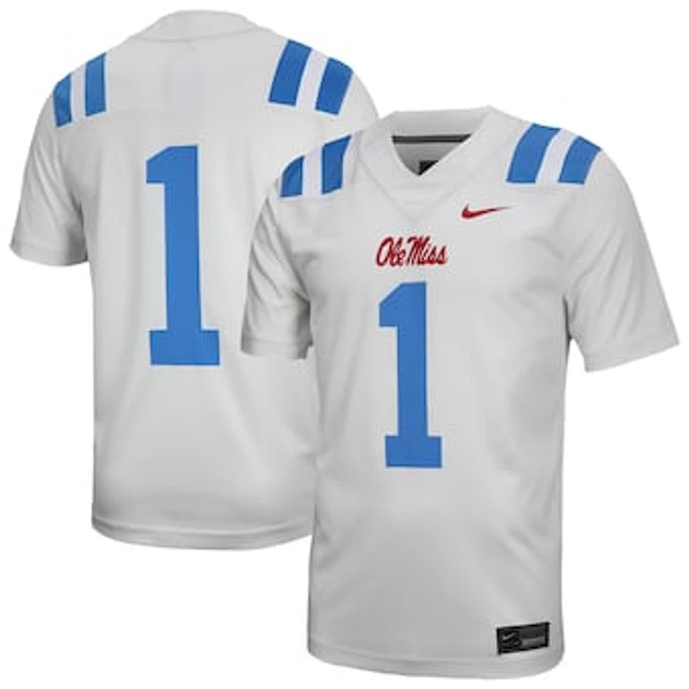 Men's Nike #1 White Ole Miss Rebels Untouchable Football Jersey