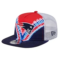 Men's New Era Red/Navy New England Patriots Throwback Dye Golfer Snapback Hat