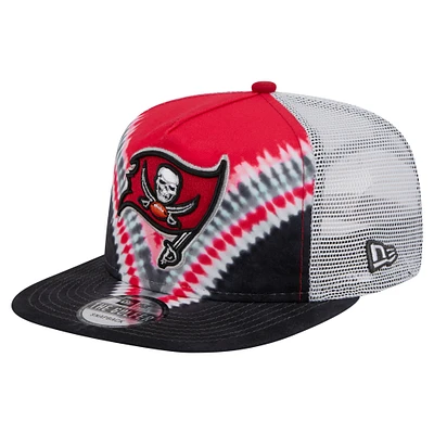 Men's New Era Red/Black Tampa Bay Buccaneers Throwback Dye Golfer Snapback Hat