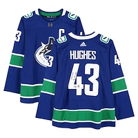 Quinn Hughes Vancouver Canucks Autographed Blue adidas Authentic Jersey with "2024 Norris" & "17G - 75A - 92 Pts" Inscriptions