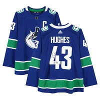 Quinn Hughes Vancouver Canucks Autographed Blue adidas Authentic Jersey with "2024 Norris" & "17G - 75A - 92 Pts" Inscriptions