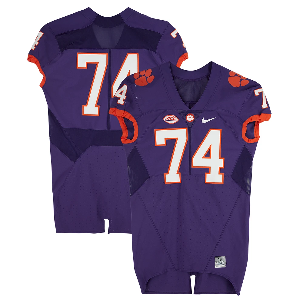 Clemson Tigers Team-Issued Nike #74 Purple Jersey from the Football Program - Size 46+4