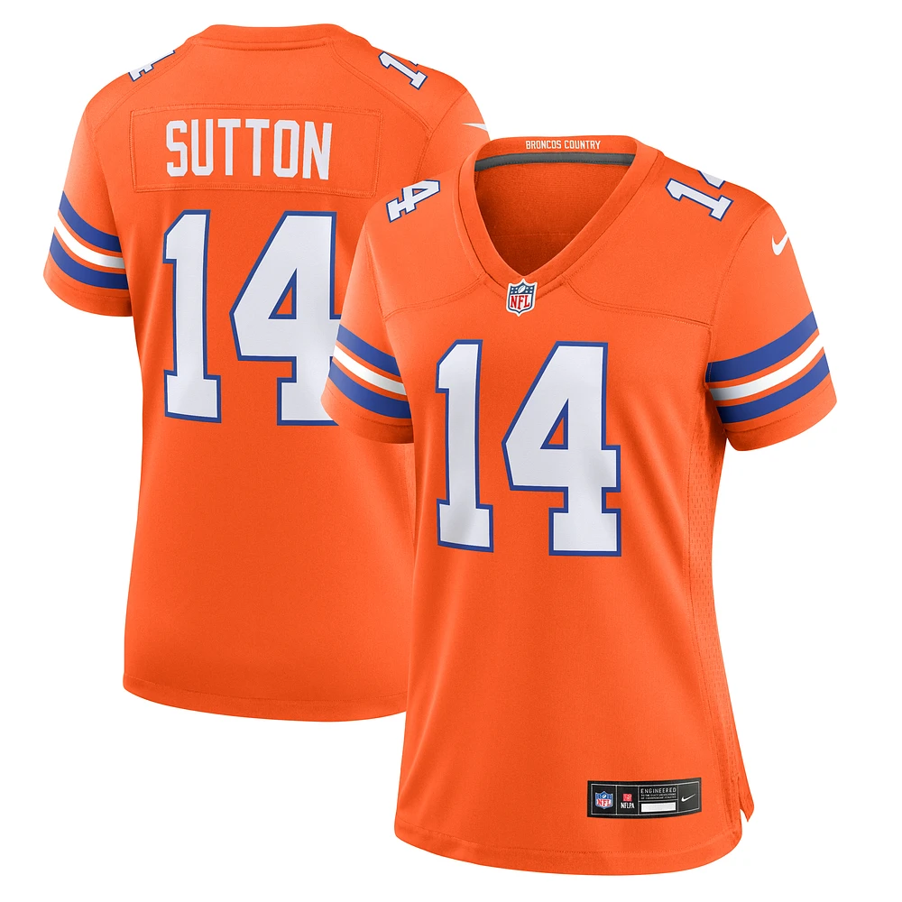 Women's Nike Courtland Sutton Orange Denver Broncos Mile High Collection 1977 Throwback Player Game Jersey