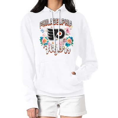 Women's G-III 4Her by Carl Banks White Philadelphia Flyers Flower Logo Pullover Hoodie