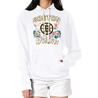 Women's G-III 4Her by Carl Banks White Boston Bruins Flower Logo Pullover Hoodie