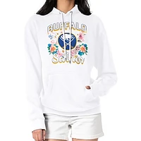 Women's G-III 4Her by Carl Banks White Buffalo Sabres Flower Logo Pullover Hoodie