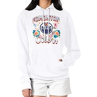 Women's G-III 4Her by Carl Banks White Edmonton Oilers Flower Logo Pullover Hoodie