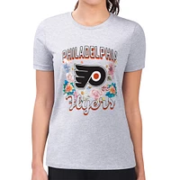 Women's G-III 4Her by Carl Banks Heather Gray Philadelphia Flyers Flower Logo Fitted T-Shirt